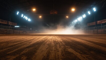 Dusty arena under spotlights at night (1)