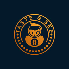 Circular Taste See Coffee Shop Brand Emblem