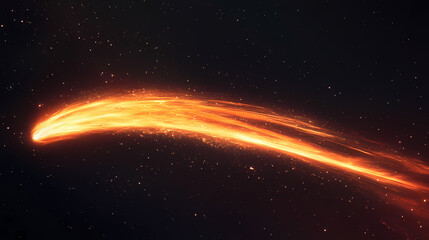 Fototapeta premium A dynamic trail of fire sweeping across the blackness in a streak of light and heat. [Celestial Drift] | Comet Winds | sweeping trails. Illustration