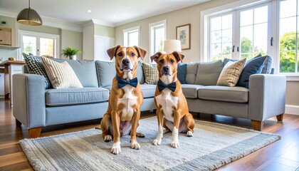 Naklejka na ściany i meble 蝶ネクタイをつけた犬二匹