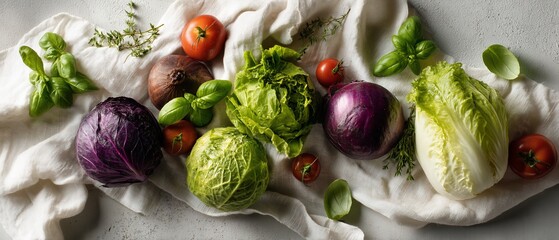 Fresh, Vibrant Vegetables on Cloth
