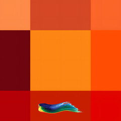 AI-generated rectangles and squares in warm colors red, orange and brown decorated with a very colorful brushstroke (pixel graphic).
