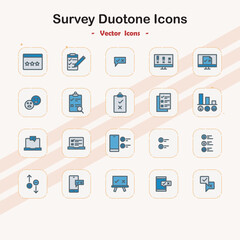 Survey and Feedback Icons in Duotone Style