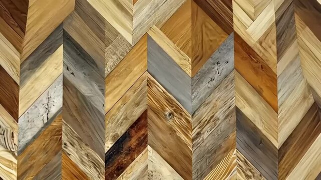 Close Up Of Diagonal Wood Flooring Pattern With Warm And Cool Tones