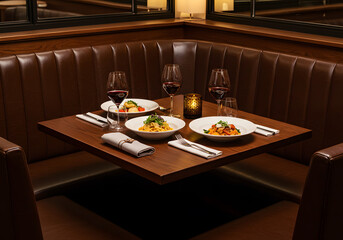 Romantic Italian Dinner Date:  Cozy Booth, Delicious Pasta, and Fine Wine