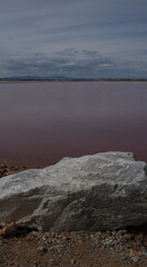 The view of the pink lake of Torrevieja