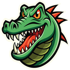 Ferocious Alligator Icon: A captivating illustration showcasing an alligator's head with sharp teeth and intense, vibrant colors. This image captures the animal's dangerous and captivating nature.