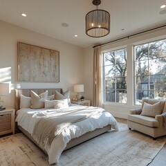Serene Bedroom Interior Photo With Neutral Tones And Natural Light