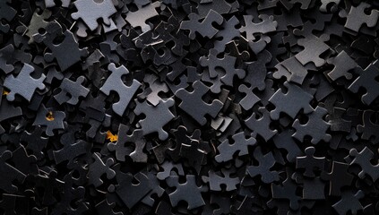 A multitude of dark grey puzzle pieces