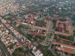 Fototapeta premium Southern CDMX iconic places from above, Mexico City, Coyoacan
