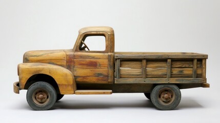 Rustic wooden truck model, studio shot