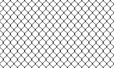 Seamless chain link fence on snow background.
