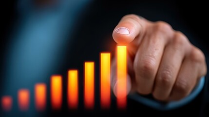 Business analytics dashboard showcasing growth trends with a finance analyst interacting with powerful data visuals.