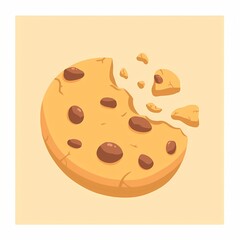 Bitten Chocolate Chip Cookie Vector
