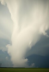 Obraz premium large cloud is in the sky over a green field