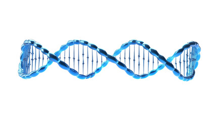 Stunning 3D Render of a Blue DNA Helix ideal for science genetic research presentations
