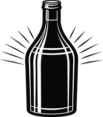 Mysterious Elixir: A captivating black and white illustration of an elegant bottle, its contents unseen, emanating a subtle aura of intrigue and potential.