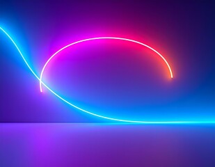 Abstract Neon Lights, Glowing Curves, Purple, Blue, Pink Background