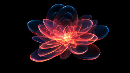 Luminous neon fractal bloom expanding outward futuristic motion. [Celestial Drift] | Stellar Bloom | expanding flower. Illustration
