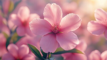 Delicate pink blossoms in soft sunlight (1)