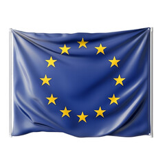 Waving European Union flag with twelve gold stars on a blue background