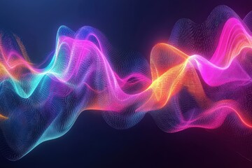 Fototapeta premium Abstract digital waves of vibrant colors and glowing lines.