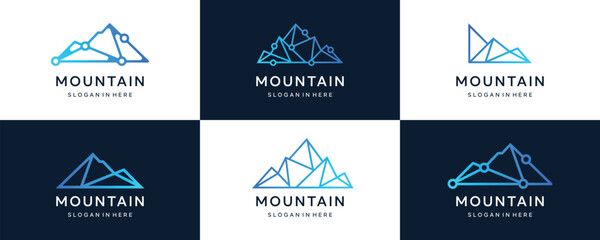 Peak logo mountain icon set