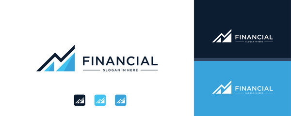 Mountain financial solutions, investment  growth analysis, logo design template.
