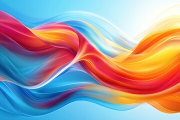 Fototapeta premium Vibrant, flowing abstract design in shades of red, blue, and yellow.