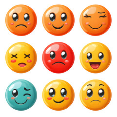 Fototapeta premium Rating satisfaction scale. Feedback faces. Emoticon set. Vector --v 6.1 --s 750 --raw