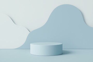 Abstract Pastel Blue Minimalist Cylinder Product Display Background