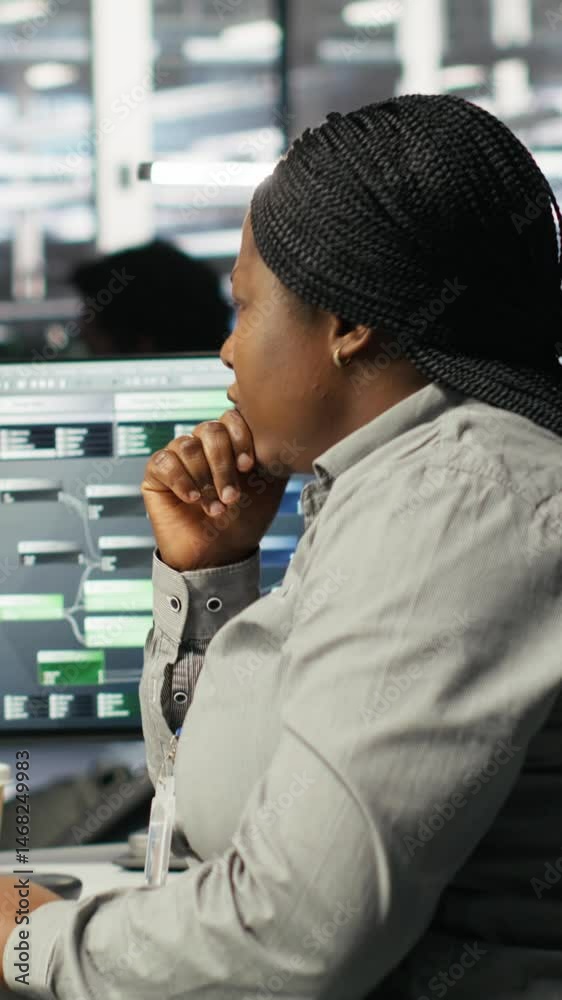 Poster vertical video data center technician using artificial intelligence deep learning models to configur
