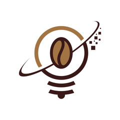 Stylish Coffee Bean Bulb Digital Element Logo