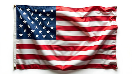 Fototapeta premium an American flag waving gently, isolated on a pure white background
