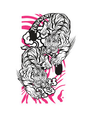 tiger illustration with japanese style for kaijune event