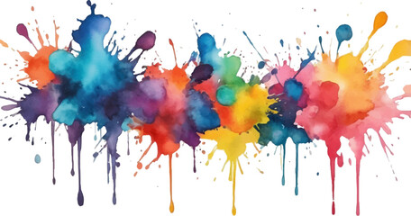 Fototapeta premium Colorful Watercolor Splash with Drips on White Background
