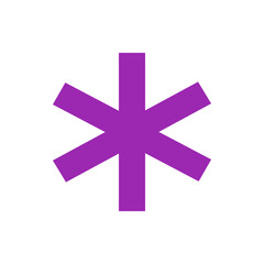 A purple star of life medical symbol with six points on a white background in a simple vector graphic