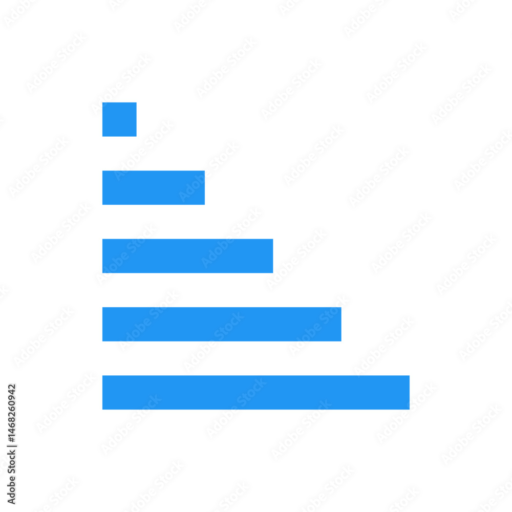 Poster blue horizontal bar chart showing decreasing values from bottom to top on a white background with si