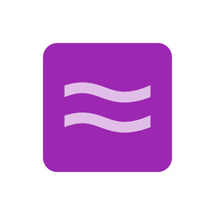 Purple rounded square containing two horizontal wavy lines in a lighter shade of purple symbol design icon