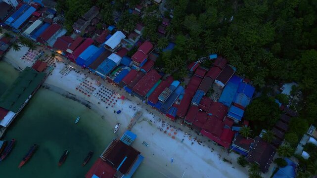9.3.25 Koh Touch khm, beach restaurants night Fantastic aerial view flight drone