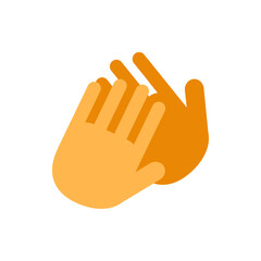 Illustration of two hands clapping together in a gesture of applause and appreciation with orange color tone