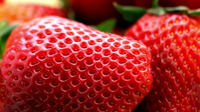 Close-up of Ripe Red Strawberries, Detailed Texture