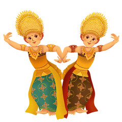 cute balinese dancer illustration