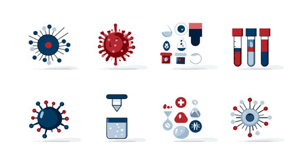 Fototapeta premium Medical virus testing concepts set simple vector on white background - 