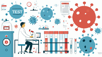 Obraz premium Medical virus testing concepts set simple vector on white background - 