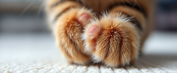Obraz premium close up of a cat's paw on a carpet