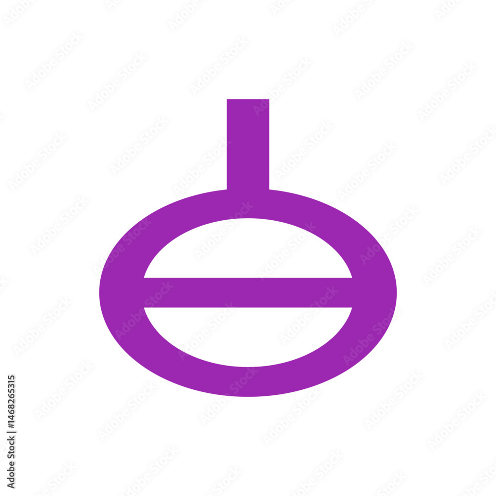 Poster a simple purple icon featuring a circle with a horizontal line and a vertical line extending upwards