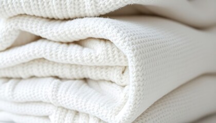 stack of white blankets folded on top of each other