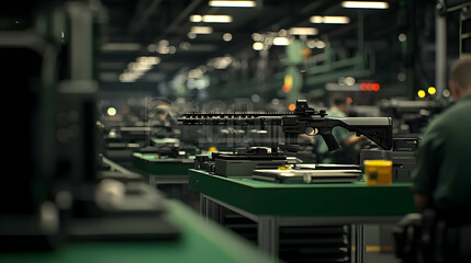 Modern Weapon Assembly Line In Factory