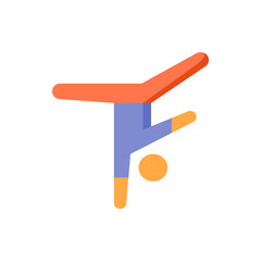 Illustration of a stylized gymnast performing a handstand with a ball in a minimalist design style